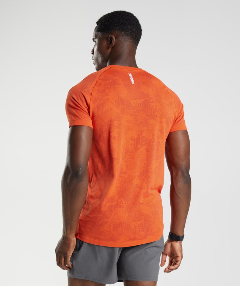 Men's Gymshark Geo Seamless T-Shirts Orange | CA 61857A